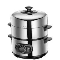 美的(Midea)电蒸锅 SYH28-21多功能不锈钢电蒸锅 煮火锅双层电蒸笼定时定时智能蒸功能,自动烹饪无需看管,防干