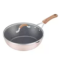 美的不粘锅炒锅家用麦饭石煎锅电磁炉燃气灶适用炒菜锅不沾平底锅 粉色