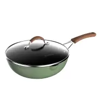 美的不粘锅炒锅家用麦饭石煎锅电磁炉燃气灶适用炒菜锅不沾平底锅 绿色