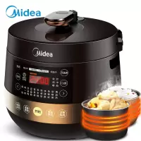 Midea/美的 电压力锅双胆饭煲家用多功能高压智能 美的50Easy203(5升深棕)