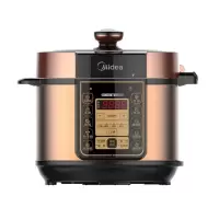 Midea/美的电压力锅家用5L升智能双胆70Kpa高压饭煲 卡其金