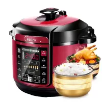 美的智能电压力锅双胆5L大容量家用预约高压锅多功能饭煲4-6-7人8 5L(红色)双胆