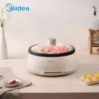 美的家用电煮锅多功能一体锅电热炒锅学生宿舍炒菜煮面神器电火锅 白色