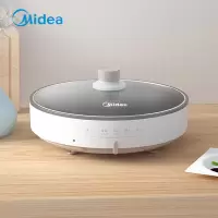美的家用电煮锅多功能一体锅电热炒锅学生宿舍炒菜煮面神器电火锅 白色-煎烤版