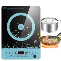Midea/美的 电磁炉家用智能大火力电池炉火锅炒菜超薄 美的C21-WT2112T[送汤锅炒锅]