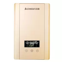 志高电热水器即热式淋浴洗澡机快速热直热小型家用卫生间壁挂8KW 香槟色