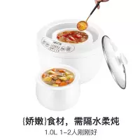 九阳电炖盅燕窝炖盅隔水炖陶瓷迷你一人食煲汤煮粥家用小电炖锅1L 白色