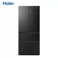海尔(Haier)冰箱四门 法式多门双开门风冷无霜变频408升大容量 一级能效家用冰箱 旗舰款大风力网红同款家用宿舍 黑