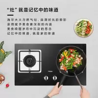 海尔(Haier)家用燃气灶 5.0大火力钢化玻璃黑晶面板台嵌两用天然气液化煤气油烟机套装双灶灶具旗舰款大风力网红同款家