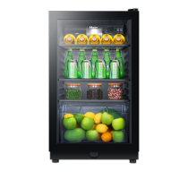 Haier/海尔小型迷你家用小冰箱 冰吧冷藏保鲜柜 展示茶叶柜 酒柜透明冰柜 母婴冰箱旗舰款大风力网红同款家用宿舍 黑