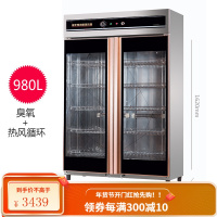 志高碗筷消毒柜商用餐饮饭店立式消毒碗柜大容量大型餐具双门单门 热风循环-980L 臭氧