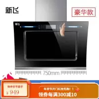 新飞抽油烟机家用厨房侧吸式油烟机双电机大吸力自动清洗吸油烟机 豪华款[750宽八键大屏+挥手体感开关+热能清洗]安装