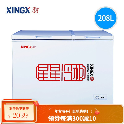 星星(XINGX)208升冰柜家用 商用冷柜 双温双箱冷柜 冷冻冷藏小冰柜 BCD-208JDE