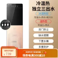 奥克斯11立式家用饮水机制冷制热小型茶吧下置水桶双门饮水器新款 金色 冰温热