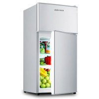  奥克斯(AUX)家用双门迷你小型冰箱 冷藏冷冻保鲜小冰箱 宿舍租房节能电冰箱 银色基础款