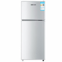 奥克斯(AUX)小型迷你电冰箱宿舍家用租房节能 制冷均匀大容量保鲜冰箱冷藏冷冻 拉丝银 双门