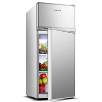 奥克斯(AUX)小型迷你电冰箱宿舍家用租房节能 制冷均匀大容量保鲜冰箱冷藏冷冻 BCD-98P148L 银色 双