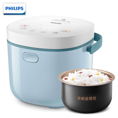 飞利浦(PHILIPS)电饭煲 2L迷你智能可预约触摸控制可做酸奶