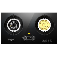半球(PESKOE)燃气灶双灶煤气灶家用天然气灶液化气灶炉具台式嵌入式猛火鸳鸯灶 钢化玻璃+电量显示+烤漆鸳鸯九头猛灶