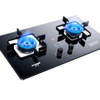 半球煤气灶双灶家用燃气灶嵌入式台式天然气液化气猛火炉具灶台柜 (豪配款)钢化玻璃面板 天然气