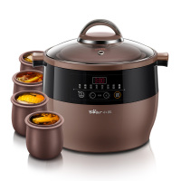 小熊电炖锅紫砂煲汤锅家用全自动电砂锅隔水电炖盅养生煮粥神器 褐色