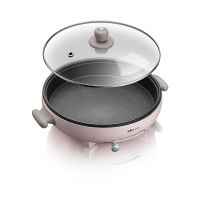 小熊电饼铛电煎锅电热锅不粘锅煎烙炸煮电火锅温度可调 粉红色