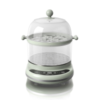 小熊蒸蛋器双层煮鸡蛋微电脑预约定时早餐机蒸包子自动断电防干烧 米黄色