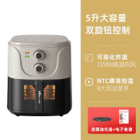 小熊空气炸锅家用烤箱一体多功能新款空气电炸锅小型大容量全自动 灰色5L-机械可视款