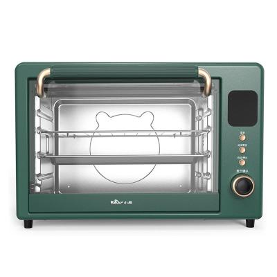 小熊电烤箱家用小型多功能全自动迷你35升烘焙蛋糕复古烤箱大容量 绿色