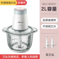 小熊绞肉机家用电动小型多功能全自动绞馅器蒜泥神器碎肉搅拌机 2L玻璃杯-2幅刀头