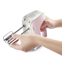 北美电器(ACA)打蛋器电动家用迷你烘焙全自动手持搅拌器双搅拌棒AHM-P120B(粉色) 樱花粉丨120W