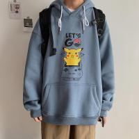 秋冬款皮卡丘联名卫衣男连帽韩版潮流秋季宽松学生加绒上衣服ins