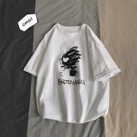 短袖t恤男潮牌宽松纯棉情侣装ins港风超火cec五分袖原宿风上衣服