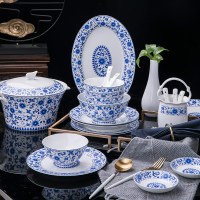 釉中彩餐具 景德镇青花骨瓷碗碟套装中式碗盘子