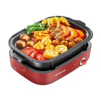九阳（Joyoung）多功能锅家用电火锅多用途网红料理锅烧烤盘煎烤肉煮热炒菜不粘锅 热情红高配-牛排盘