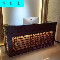 放心购新中式收银台饭店柜台复古实木小吧台桌中式餐厅仿古前台接待台