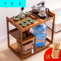 茶桌家用小茶台迷你移动茶几茶车客厅阳台烧水泡茶柜茶具收纳架子移动茶车茶台简易茶盘 茶色茶艺茶车+搁板 组装