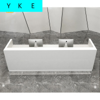 公司烤漆前台接待台现代简约办公桌院收银白色灯带吧台