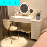 梳妆台卧室现代简约小户型化妆桌女ins风小型化妆台带灯 简约单桌100CM 整装