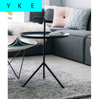 欧式客厅大理石台面茶几简约户型创意铁艺圆形轻奢茶几小现代 小边几 整装