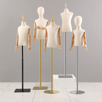 艺可恩儿童模特道具半身 服装店男女童装模特架子带头手 小孩金色展示架