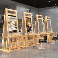 艺可恩镜子美发镜台柜子一体实木单面挂墙发廊双面落地烫染镜