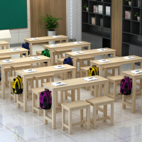 艺可恩学校辅导班中小学生单双人实木培训课桌椅学习绘画培训桌