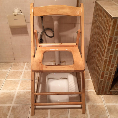 艺可恩实柏木头折叠移动坐便器 便凳老人坐便椅子孕妇大便厕所椅洗澡凳
