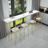 艺可恩简约大理石吧台桌椅组合靠墙小吧台高脚桌子酒吧长条桌