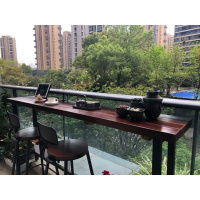 艺可恩阳台小吧台台吧靠窗户外家用高桌脚酒吧桌椅复古创意实木原木