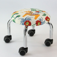 艺可恩带轮小凳子圆板凳轱辘沙发凳矮凳儿童学步凳滑轮凳皮凳带娃神器