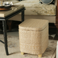 艺可恩编实木收纳凳储物凳子藤编换鞋凳沙发凳化妆凳可坐人坐箱