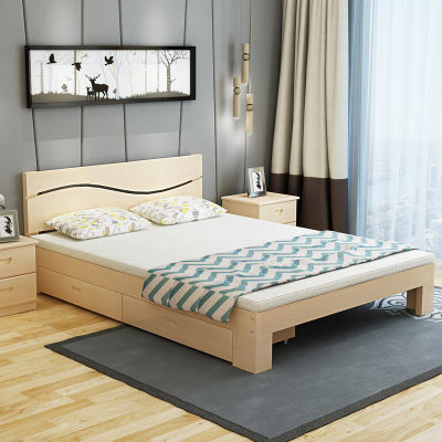 艺可恩实木床1.5米双人床1.8m现代简约经济型1.2米单人床出简易床架