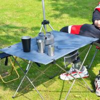 艺可恩户外超轻铝合金折叠桌便携式野营烧烤休闲布桌自驾垂钓沙滩野餐桌